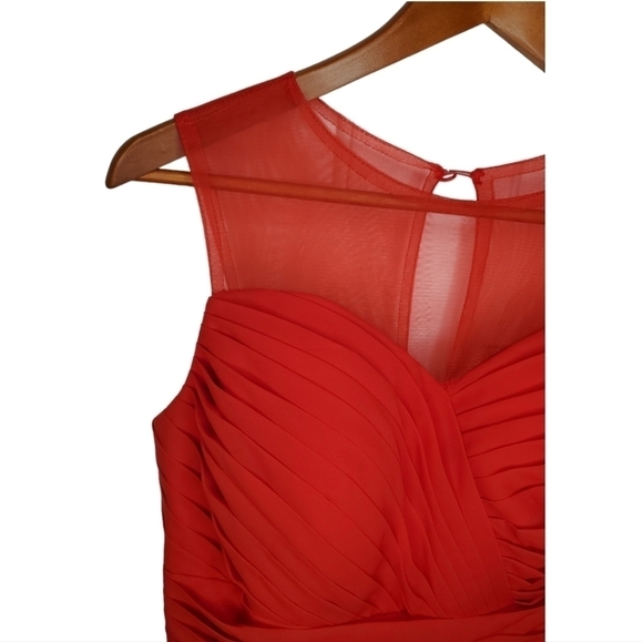 Vintage Cherry Red Chiffon Mesh Sheer Sweetheart Neckline Dress Size 6 - Picture 4 of 10